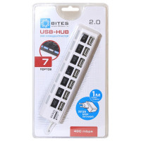 USB-хаб 5Bites USB 2.0, 7 портов, выключатели, блок питания, белый, (5Bites HB27-203PWH)