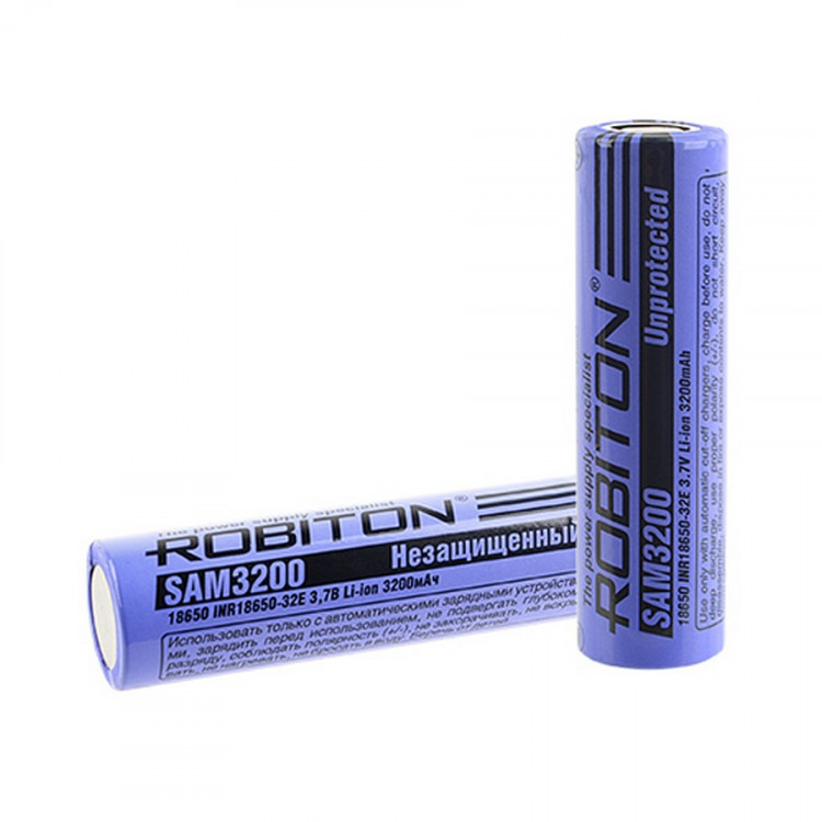 Аккумулятор ROBITON SAM3200 (Samsung INR18650-32E) без защиты с плоским контактом PK1