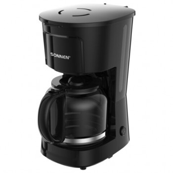 Кофеварка капельная SONNEN CM1095, 900 Вт, объем 1,8 л, подогрев кофе, противокапельная система, черная, 456334 