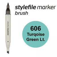 Маркер спиртовой Stylefile Brush двухсторонний, цвет 606 (Turqoise Green Light)