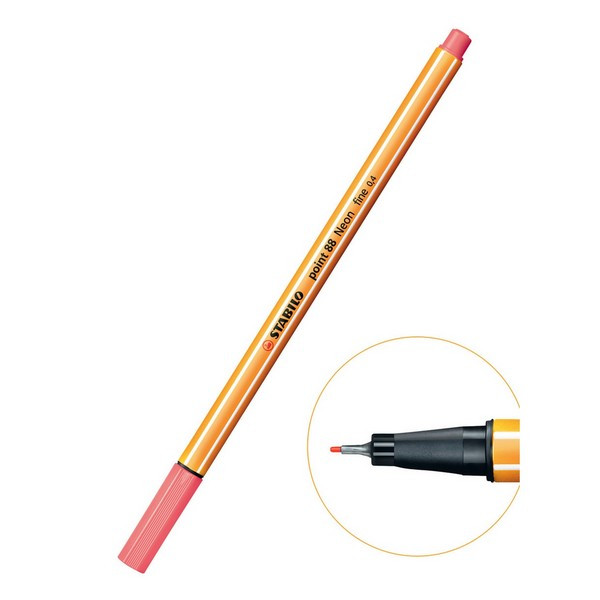 Ручка капиллярная Stabilo Point 88 0,4 мм, 88/040 красный неон (Stabilo 88/040, 0А-00029242)*