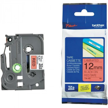 Brother TZE431 Плёнка для наклеек Brother TZE-431 чёрный шрифт на красной основе, 12мм*8м 