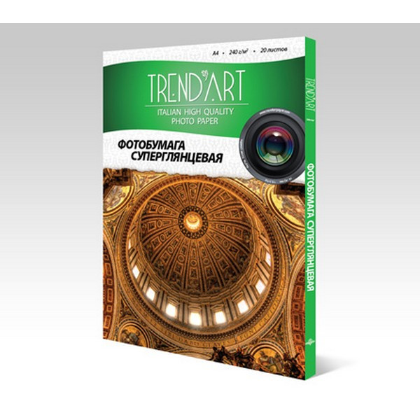 TrendArt PH240_A4_20 Фотобумага TrendArt Premium High Glossy Inkjet А4, 240г, 20 листов, покрытие RC-base