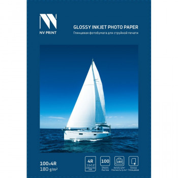 NV Print NVP-180Gl4Rs100 Глянцевая фотобумага для струйной печати 180 г / м2 4R(100mmx150mm) 100  листов NVP-180GL4RS100, Совместимость: , ресурс: 0 стр.