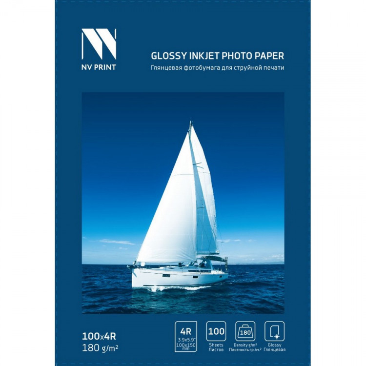 NV Print NVP-180Gl4Rs100 Глянцевая фотобумага для струйной печати 180 г / м2 4R(100mmx150mm) 100  листов