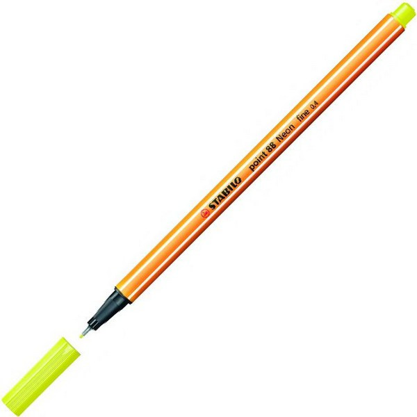 Ручка капиллярная Stabilo Point 88 0,4 мм, 88/024 желтый неон (Stabilo 88/024)*
