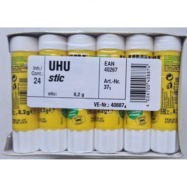Клей-карандаш UHU Stic 8,2 гр. 1 шт. (UHU 37/40887) Дата пр-ва 05/2020