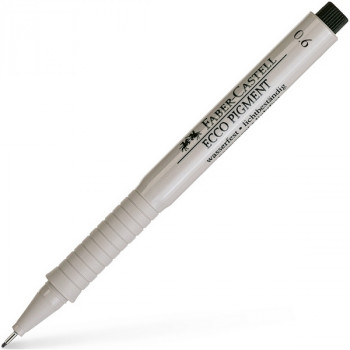 Ручка капиллярная Faber-Castell Ecco Pigment 0,6 мм, черная (Faber-Castell 166699) идеальны для письма, рисования, набросков; пигментные черные чернила; водо- и светоустойчивые; позволяют рисование с линейкой и по шаблону; длинный кончик с металлическим корпусом; эргономичная область захвата; металлический клип