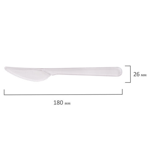 Нож одноразовый пластиковый 180 мм, прозрачный, КОМПЛЕКТ 50 шт., ЭТАЛОН, БЕЛЫЙ АИСТ, 607843