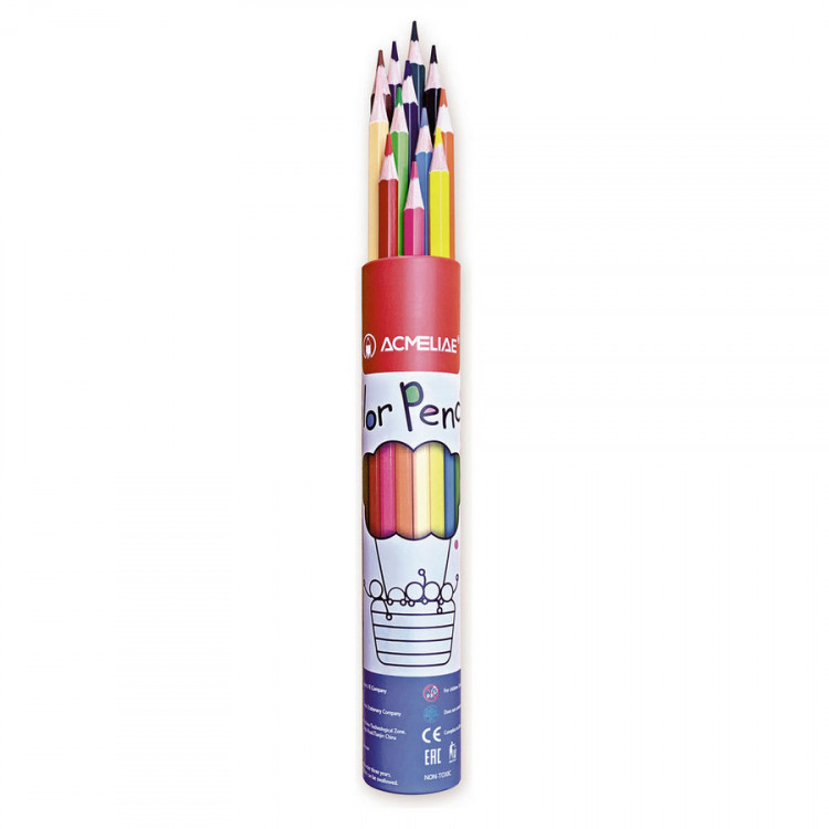 Набор цветных карандашей ACMELIAE 12цв.в футляре-тубусе (ACMELIAE 9801-12)