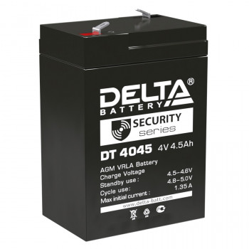 Energon Delta DT 4045 Аккумуляторная батарея DELTA DT 4045 (4В / 4,5Ач, Тип: AGM, Клемма: F1, ДхШхВ: 70х47х101мм (Полная высота: 105мм), срок службы: 5 лет, Гарантия: 1г, вес: 0,5кг) 