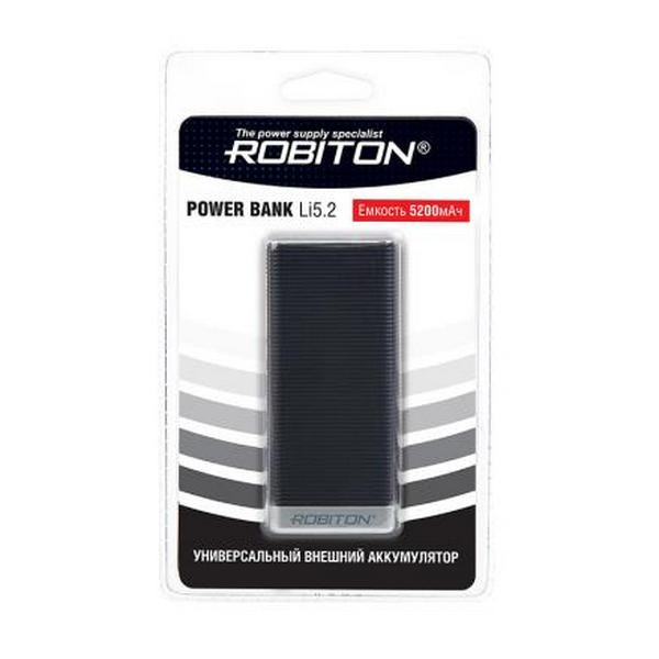 ROBITON POWER BANK Li5.2-K 5200мАч черный BL1 Универсальный внешний аккумулятор