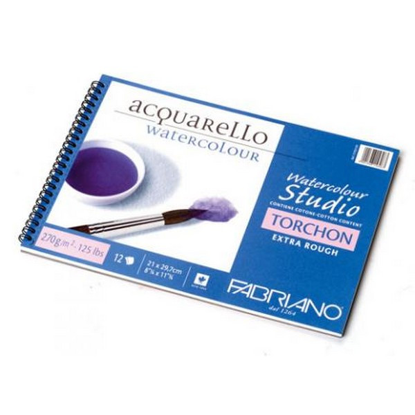 Альбом Fabriano Watercolor Studio Torchon для акварели, 21x29,7см, 270г/м2, 12л, спираль по короткой стороне (72702129)