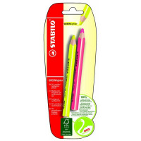 Текстовыделитель-карандаш STABILO GREENlighter желтый и розовый, блистер (STABILO B-39174) EOL