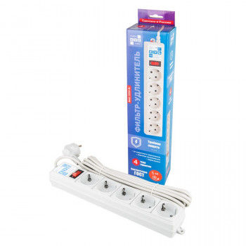 Сетевой фильтр POWER CUBE SPG-B-15 5 розеток (5м) (ПВС 3х0,75) серый BL1 Тип: Sp+5Ss/AFS-10A-5Цена: за 1 шт.