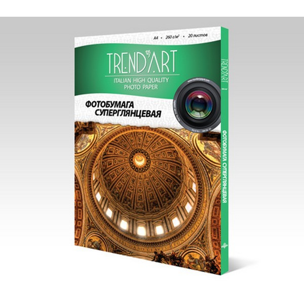 TrendArt PH260_A4_20 Фотобумага TrendArt Premium High Glossy Inkjet А4, 260г, 20 листов, покрытие RC-base