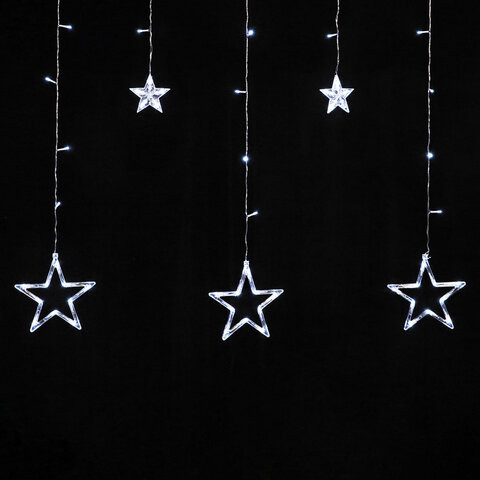 Электрогирлянда-занавес комнатная "Звезды" 3х0,5 м, 108 LED, холодный белый, 220 V, ЗОЛОТАЯ СКАЗКА, 591355