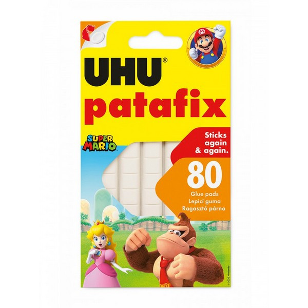 Клеящие подушечки UHU Patafix Серия Super Mario Bros. для временного крепления, многоразовые, белые, 80 шт. (UHU 39125 Super Mario Bros.)