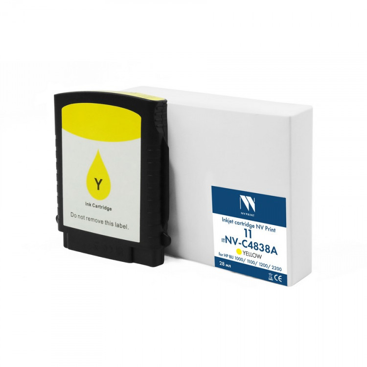 NV Print NVP-C4838A Струйный картридж 11 (NV-C4838A) Yellow для HP BIJ 1000 / 1100 / 1200 / 2200 (28мл) совместимый