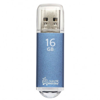 Флеш-диск 16 GB, SMARTBUY V-Cut, USB 2.0, металлический корпус, синий, SB16GBVC-B 
