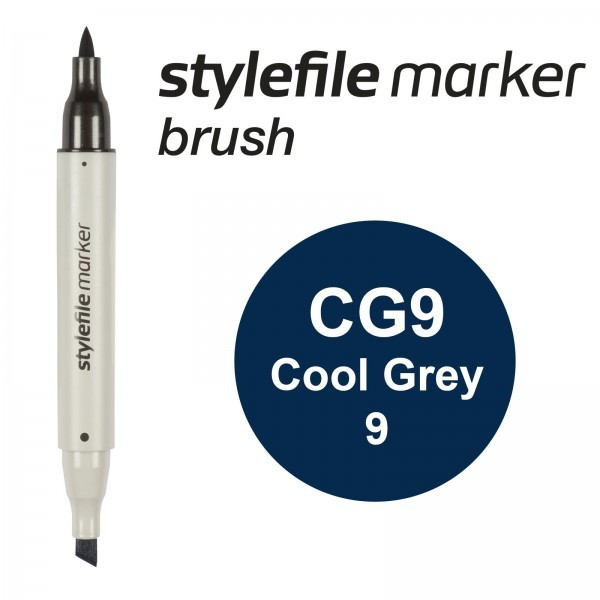 Маркер спиртовой Stylefile Brush двухсторонний, цвет CG9 Cool Grey 9 (STYLEFILE BRUSH CG9)