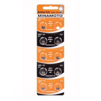 MINAMOTO Button Cell AG1 BL10 Батарейка Уценка: использовать до 12/2017 Тип: AG1 (Цена указана за 1 Элемент питания . Упаковка: 10/200/10000 шт.) Уценка: использовать до 12/2017