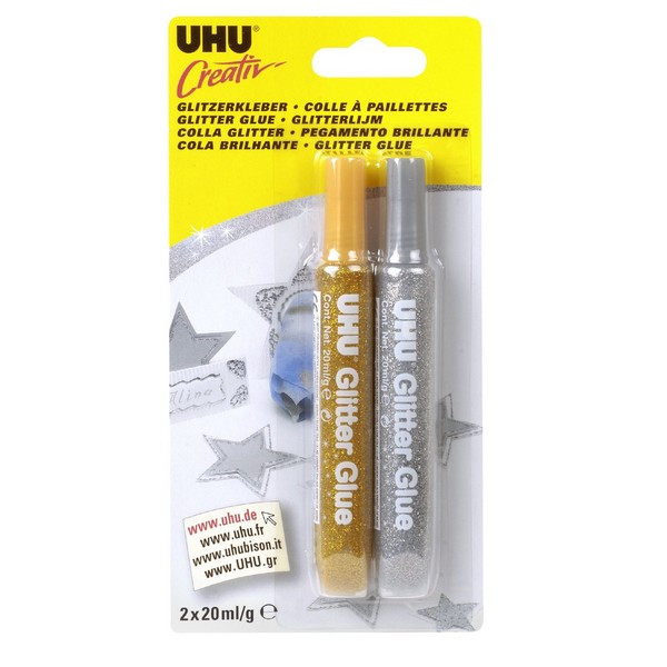 Клеящие блестки UHU 44120 Creativ Glitter Glue UHU Креатив 2*20 мл., блистер