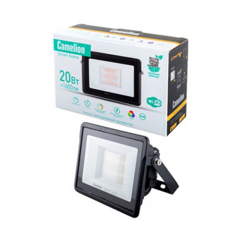 Прожектор Camelion Smart Home LFL/SH-20/RGBCW/WIFI светодиодный, диммируемый, 20Вт, 2700-6500K+RGB IP65 черный Тип: M/D-176-265V-SMD20/AЦена: за 1 шт.