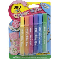 Клеящие блестки UHU Glitter Glue, для декорирования, c эффектом полировки, 6 х 10 мл (UHU 39110)