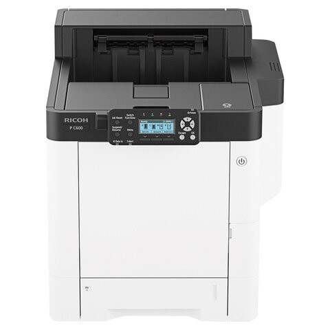 Ricoh 408302 Цветной лазерный принтер Ricoh P C600, A4, 2Гб, 40стр / мин, дуплекс, PS3, GigaLAN, стартовые картриджи 8000стр (чёрный), 6000стр (цветные) , запуск пользователем, официальная гарантия RICOH 3 года