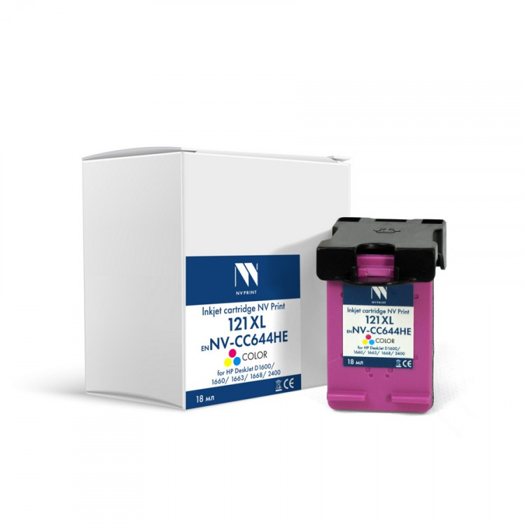 NV Print NVP-CC644HE Струйный картридж 121XL (NV-CC644HE) Color для HP DeskJet D1600 / D1663 / D2500 / D2563 / D2663 / D5563 / F2423 / F2486 / F2493 / F4213 / F4275 / F4280 / F4283 / F4583 (18 мл) совместимый