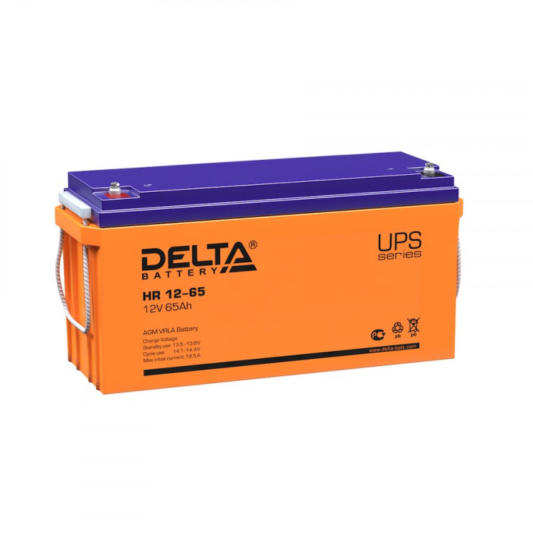 Energon Delta HR 12-65 Аккумуляторная батарея DELTA HR 12-65 (12В / 65Ач, Тип: AGM, Клемма: Болт М6, ДхШхВ: 350х167х179мм (Полная высота: 179мм), срок службы: 10-12 лет, Гарантия: 1г, вес: 23,4кг)