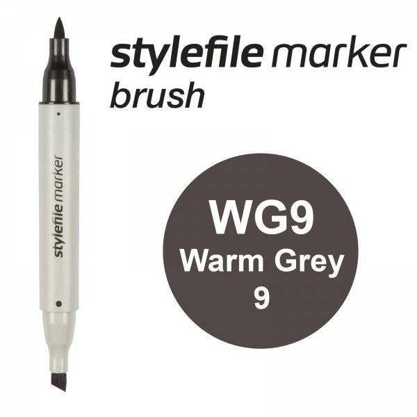 Маркер спиртовой Stylefile Brush двухсторонний, цвет WG9 (Warm Grey 9)