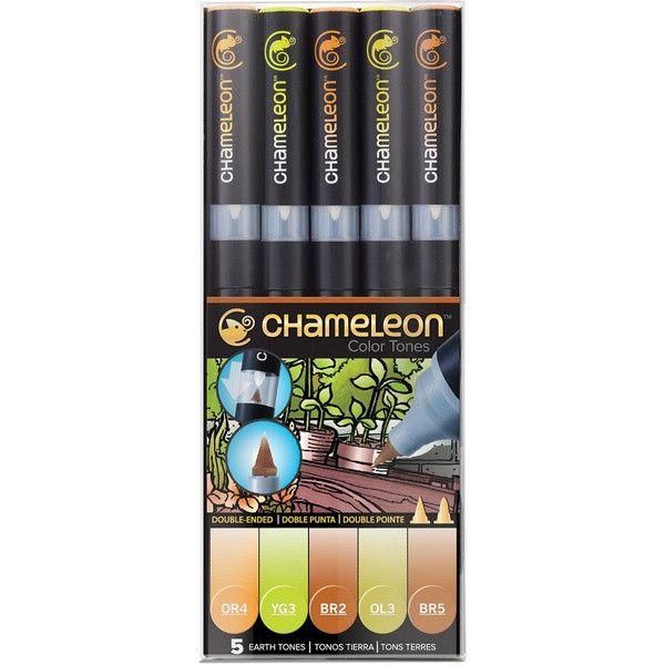 Маркер спиртовой Chameleon Color Tones CT0503 5 Earth Tones, 5 маркеров оттенки земли (Chameleon CT0503) Дата изготовления 11/2017
