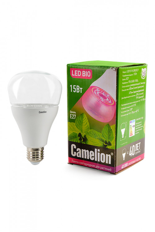 Лампа светодиодная Camelion BIO LED15-PL/BIO/E27 для растений 15Вт