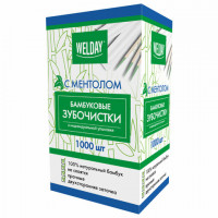 Зубочистки с ментолом бамбуковые 1000 шт. в индивидуальной упаковке, WELDAY, 607569, 85