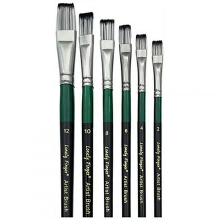 Кисть Lonely Finger Синтетика, набор 6 шт., плоские №2, 4, 6, 8, 10, 12 (Lonely Finger 00004182)