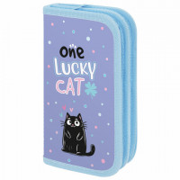 Пенал ПИФАГОР, 2 отделения, ламинированный картон, 19х11 см, "Funny cats", 273481