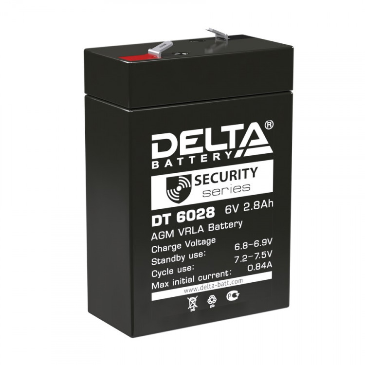 Energon Delta DT 6028 Аккумуляторная батарея DELTA DT 6028 (6В / 2,8Ач, Тип: AGM, Клемма: F1, ДхШхВ: 66х33х97мм (Полная высота: 99мм), срок службы: 5 лет, Гарантия: 1г, вес: 0,61кг)
