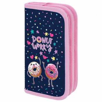 Пенал ПИФАГОР, 2 отделения, ламинированный картон, 19х11 см, &quot;Comic donuts&quot;, 273482 