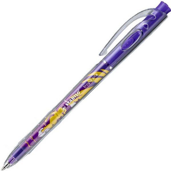 Ручка шариковая автоматическая Stabilo Tropikana Beach 338Me, М, 0,45 мм., фиолетовая (STABILO 338ME1055) EOL