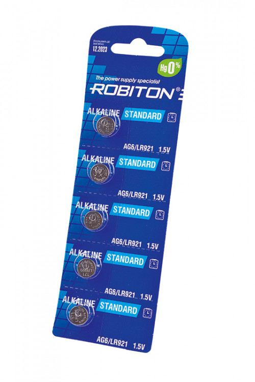 Батарейка ROBITON STANDARD R-AG6-0-BL5 (0% Hg) AG6 LR921 370 LR69 МЦ-921 BL5