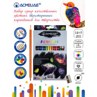 Набор для рисования ACMELIAE 15 двусторонних карандашей + точилка, в картонном футляре  (ACMELIAE 43978)