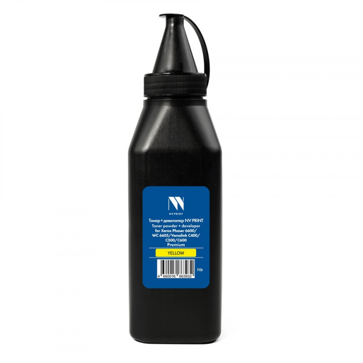 NV Print NVP-XR6600-PR-110GY Тонер + девелопер для Xerox Phaser 6600 / WorkCentre 6605, 6655 / Versalink C400, C405, C500, С505, C600, С605 Premium (110г) Yellow совместимый