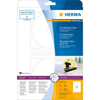 HERMA 5115 maxi Этикетки самоклеющиеся для CD-дисков Бумажные А4, д. 116 мм, цвет: Матов, клей: перманентный, для печати на: струйных и лазерных аппаратах, в пачке: 25 листов/50 этикеток