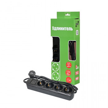 Сетевой удлинитель POWER CUBE PC-2B-1,5M 1.5м (ПВС 2х1,0), 4 гнезда, 3500Вт, 16А черный BL1 Тип: Sp+4Ss/AC-16А-1.5Цена: за 1 шт.