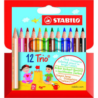Набор Цветных Карандашей Stabilo Trio, Укороченные, 12Цв, Картонный Футляр New Design (STABILO 205/12-01)