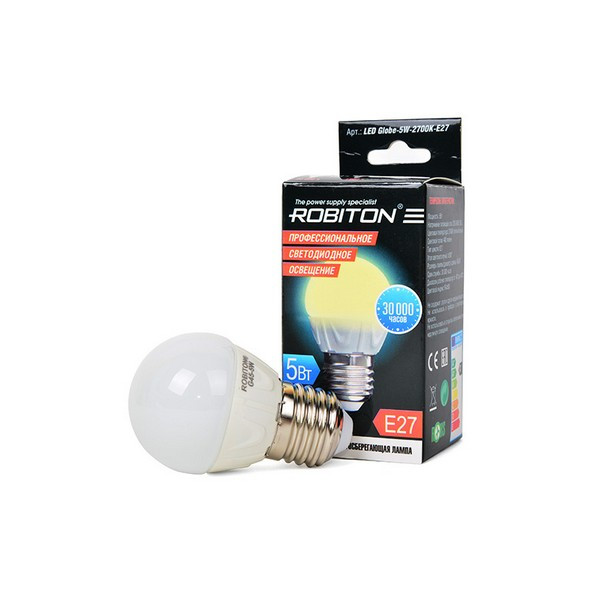 ROBITON LED Globe-5W-2700K-E27 BL1 Лампа светодиодная