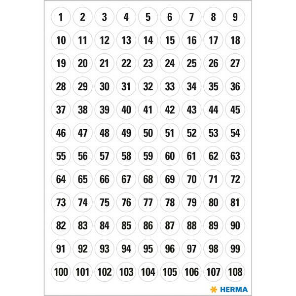HERMA 4128 НАКЛЕЙКИ VARIO Цифры в кружках 8 мм.