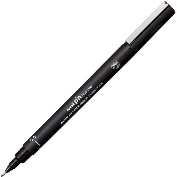 Ручка капиллярная UNI Pin Fine Line 06, 0.6 мм, черный (UNI PIN 06-200)